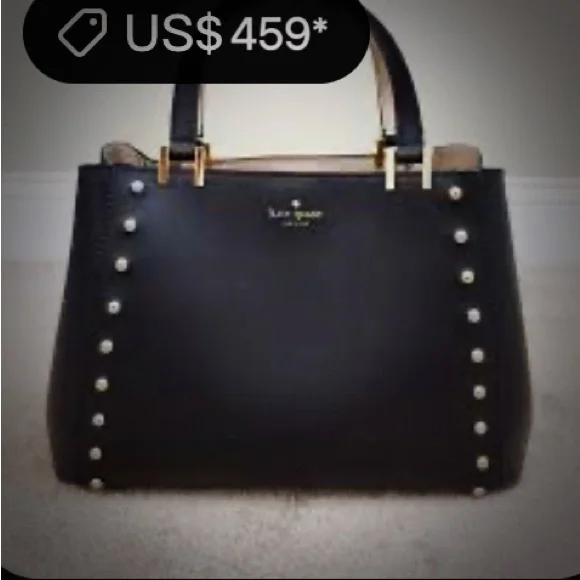 Vintage style Y2K Kate Spade AUTHENTIC Black Leather Tote handbag crossbody bag - Picture 4 of 17